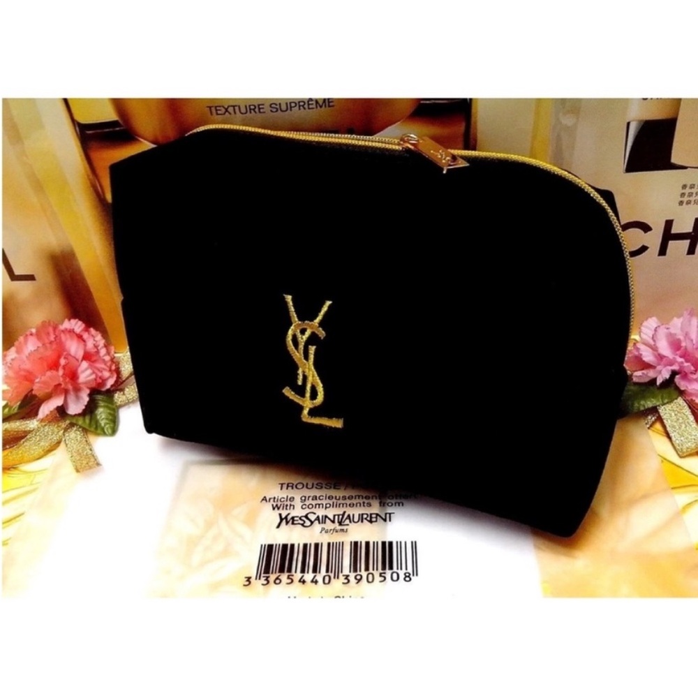 Saint Laurent VIP GWP Black Velvet Logo Chain Crossbody Bag - Picture 4 of 9